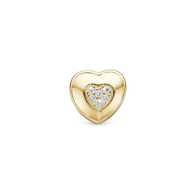 Let Love Shine hjertecharm i forgyldt sølv med zirkonia fra Christina Jewelry & Watches